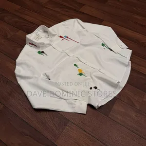 Paint Splashed Embroidered Button Long Sleeve