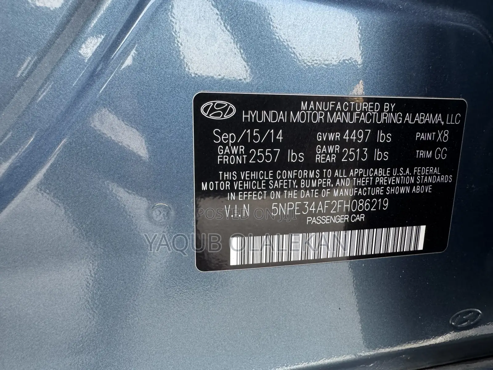 Hyundai Sonata 2015 Blue