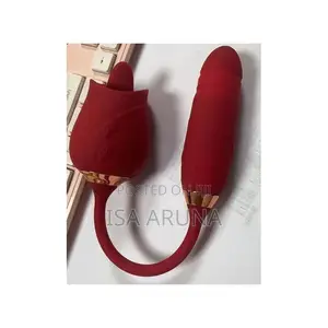 2-in-1 Clitoris Tongue Licking Women Sex Toy Rose Vibrator