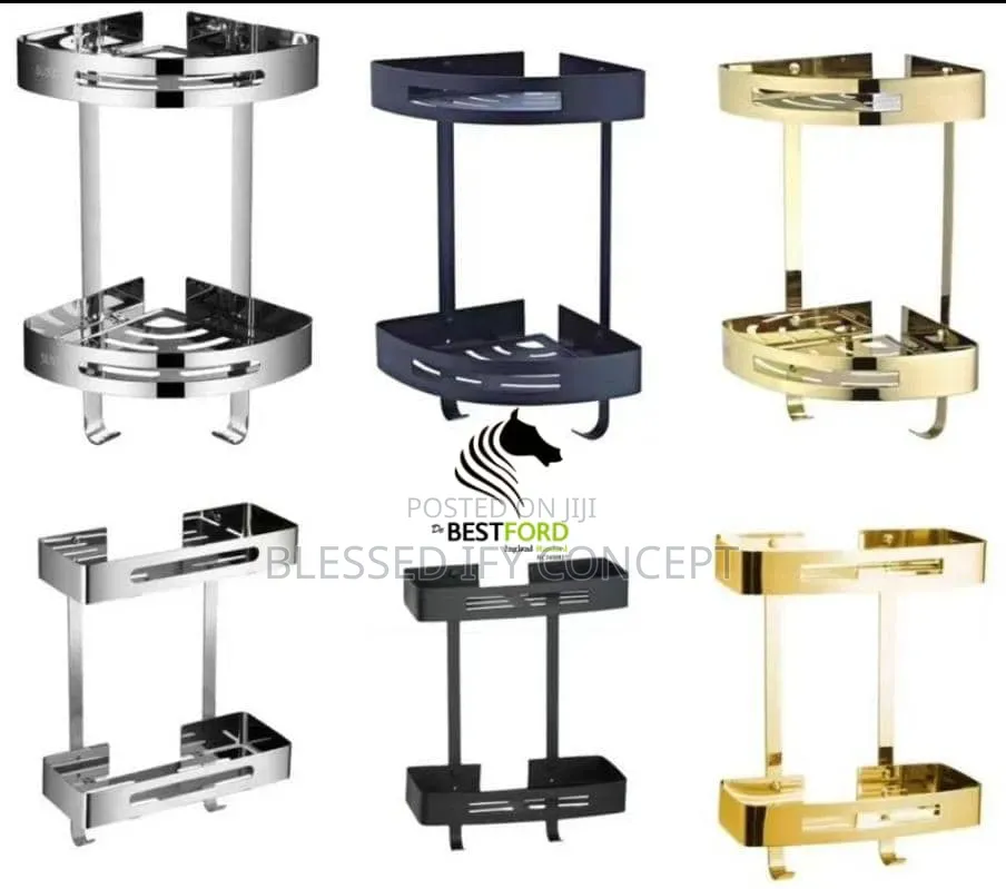 2 Tier Bathroom Racks, Stainless, Black and Gold Colors