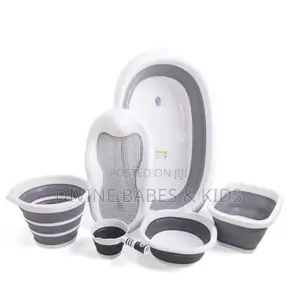 Baby Foldable Bath Tub Set-Pink,Grey and Blue