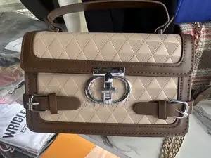 Trendy Women's Structured Crossbody Bag - Beige Brown