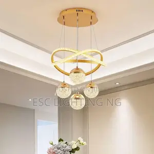 Esclighting 3-Light Luxury Crystal Basket Pendant Chandelier - Gold
