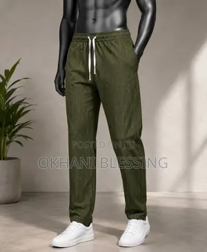 Simple and Classic Olive Green Drawstring Trouser