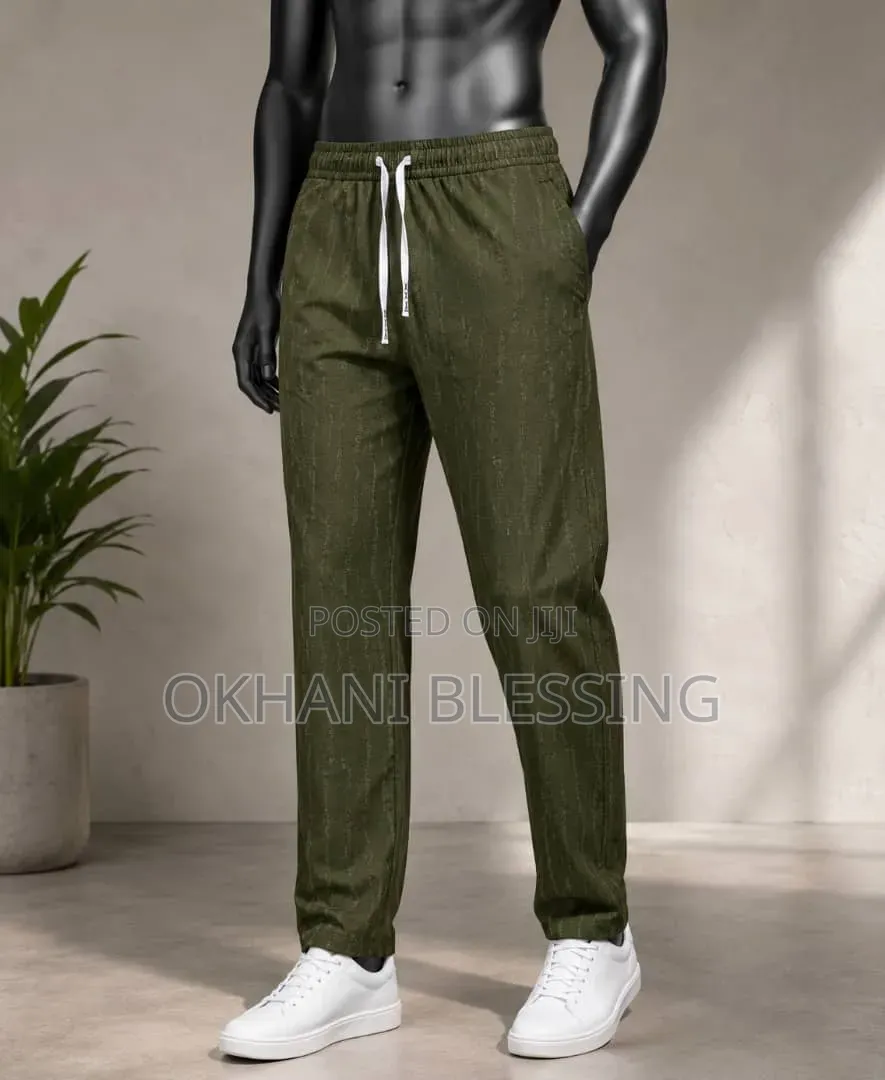 Simple and Classic Olive Green Drawstring Trouser