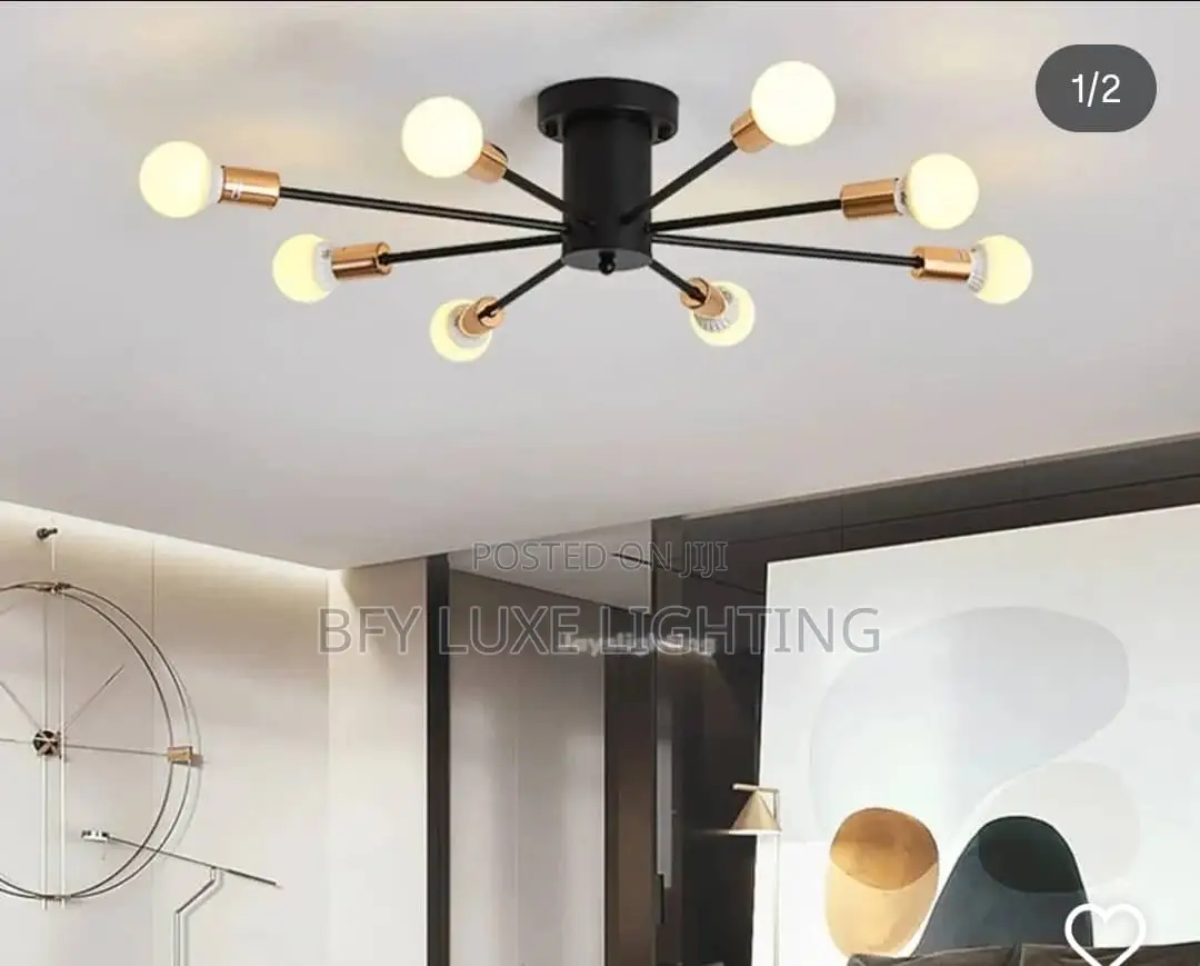 Modern 8-Light Sputnik Starburst Led Ceiling Chandelier