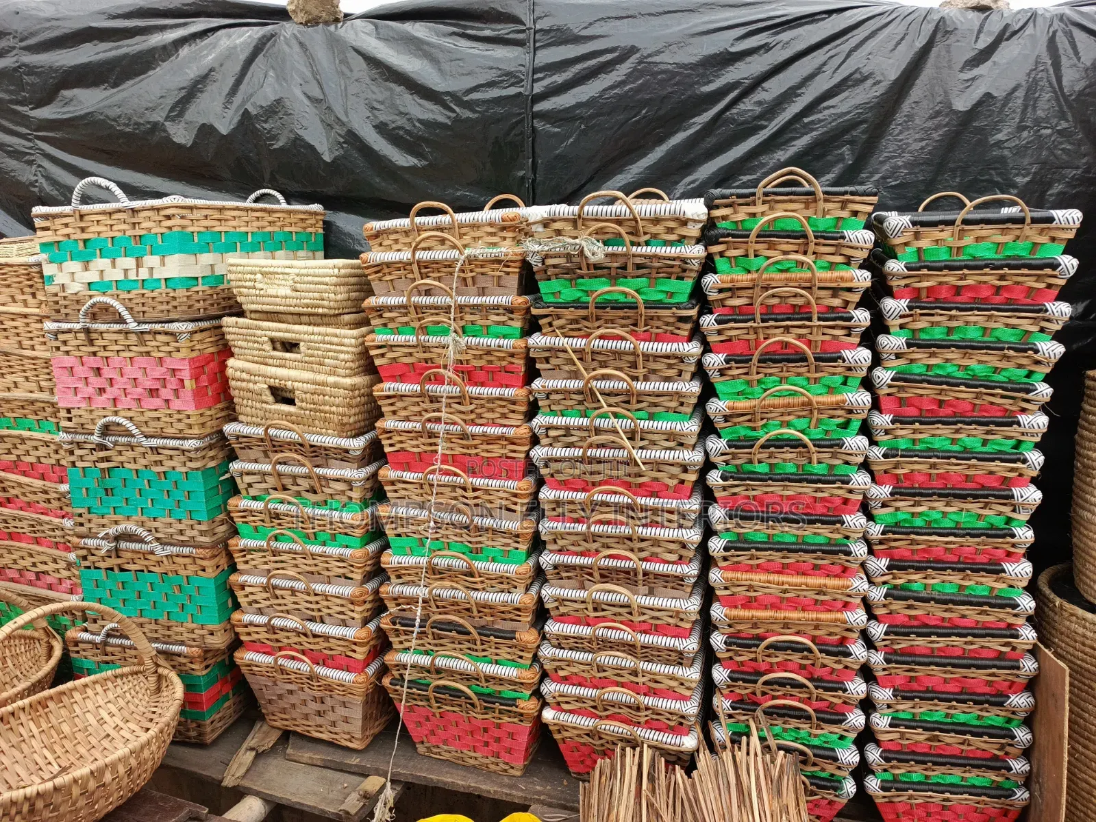 Handwoven Cane Hamper Baskets