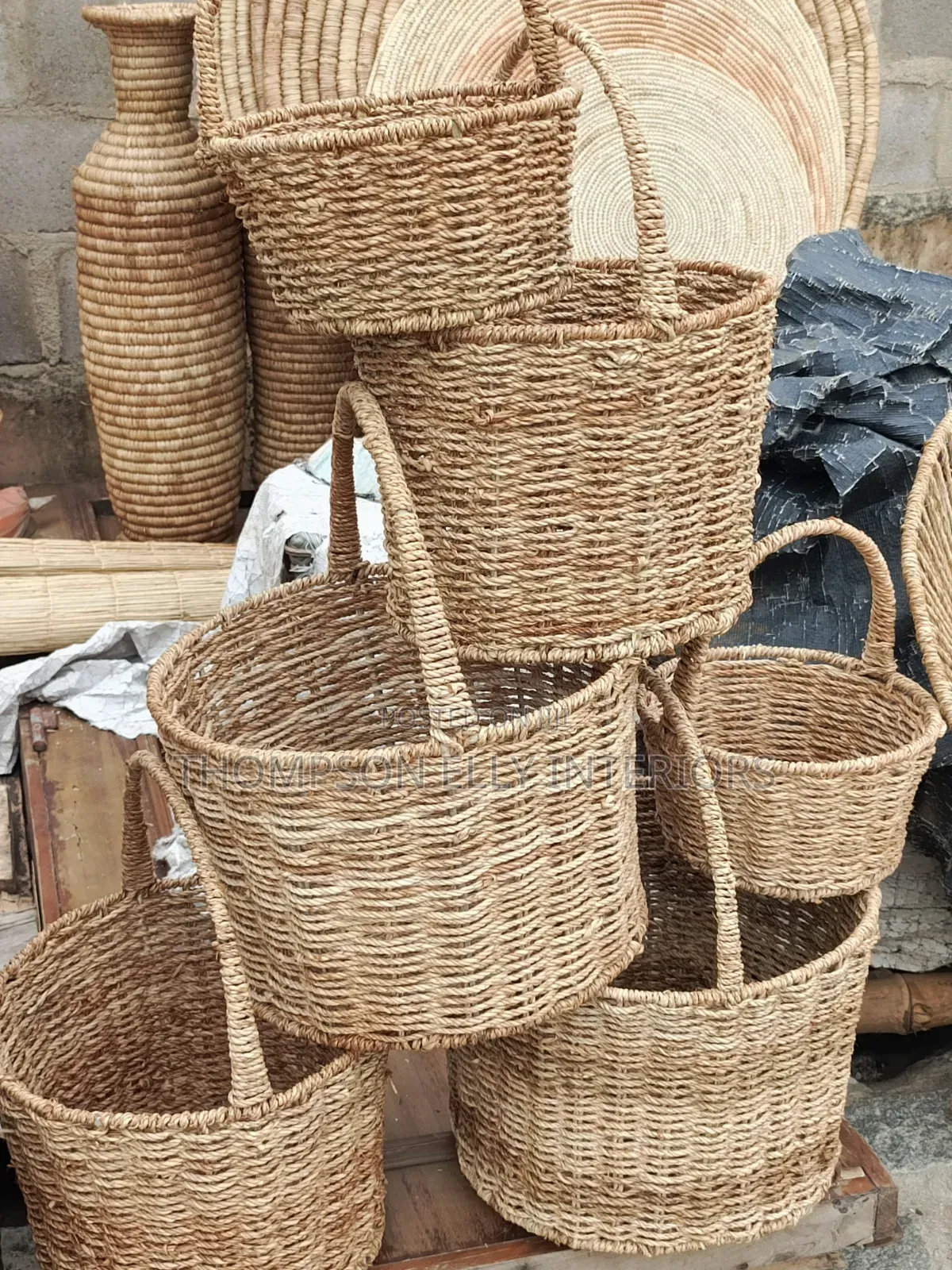 Handwoven Cane Hamper Baskets