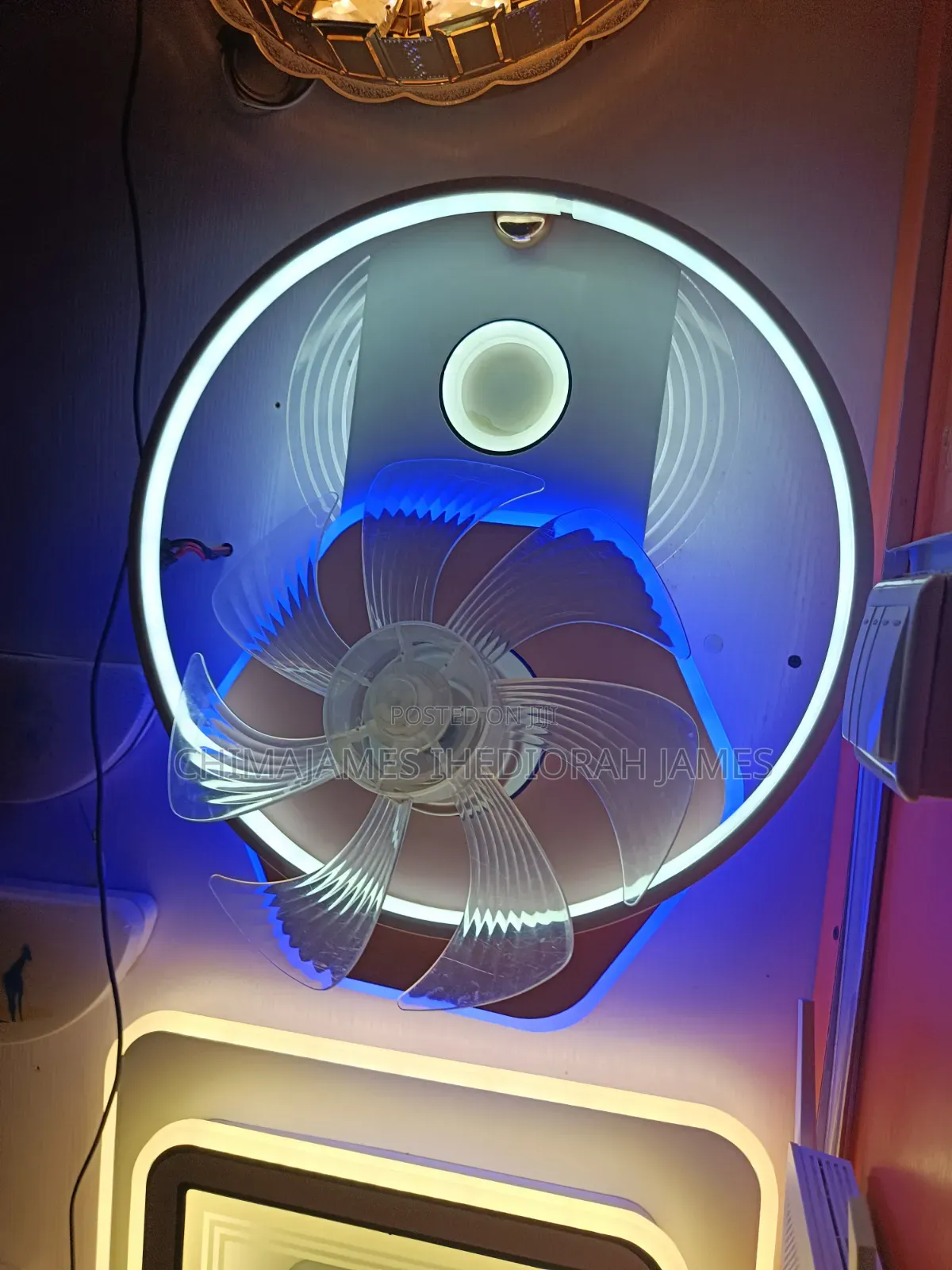 Led Ceiling Fan With Light Remote RGB Stepless Dimming Interior Light