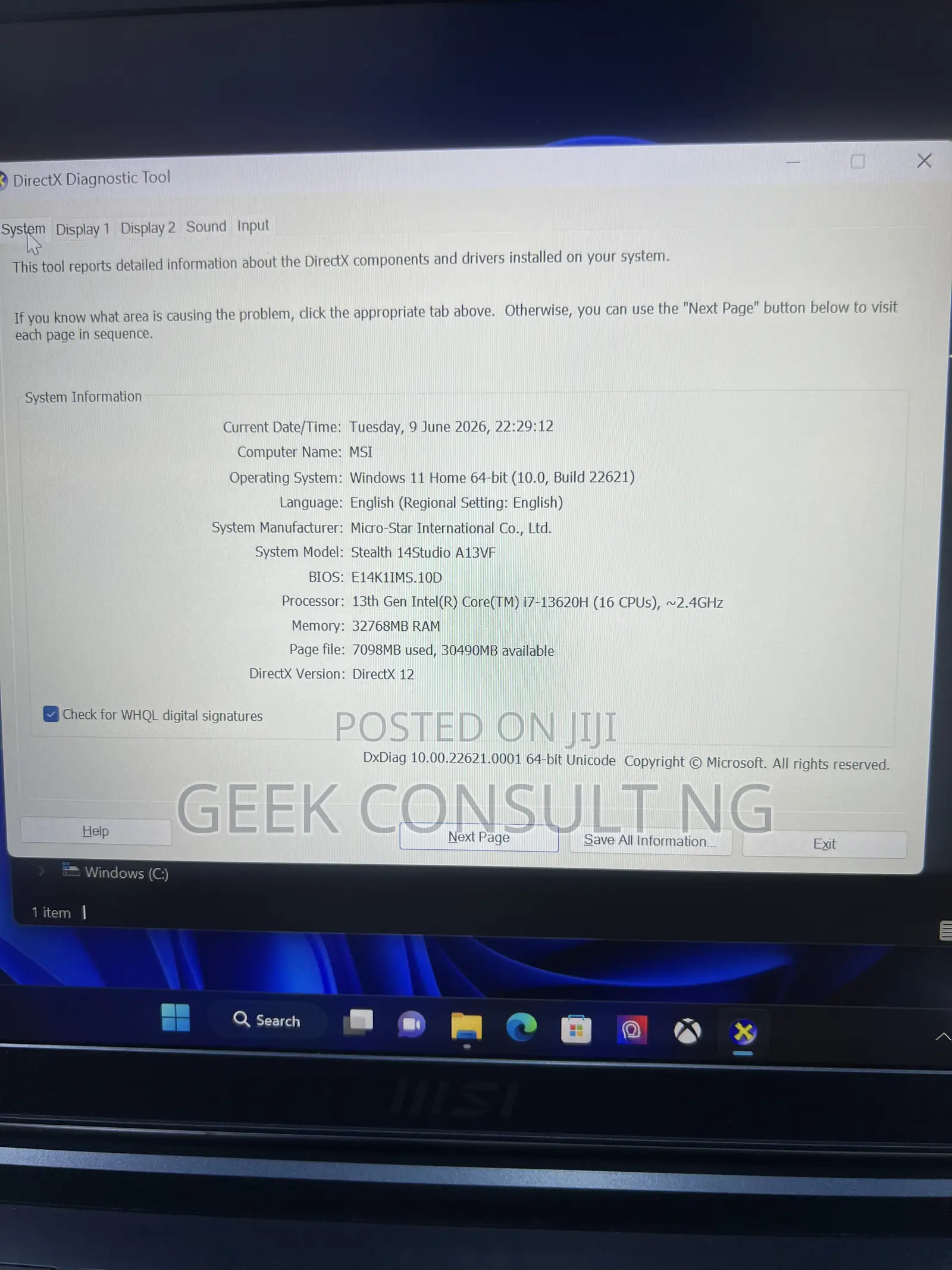 Laptop MSI Stealth 14 Studio A13VF 16GB Intel Core i7 SSD 1T