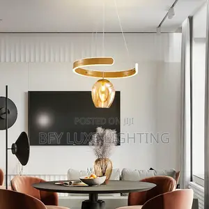 Nordic Gold Led Ring Pendant Light With Glass Shade