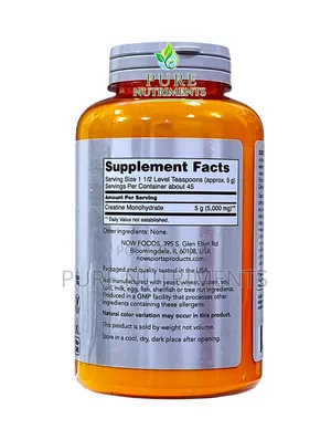 Now Creatine Monohydrate 5g Powder 227g_ Lean Muscle Growth and Energy