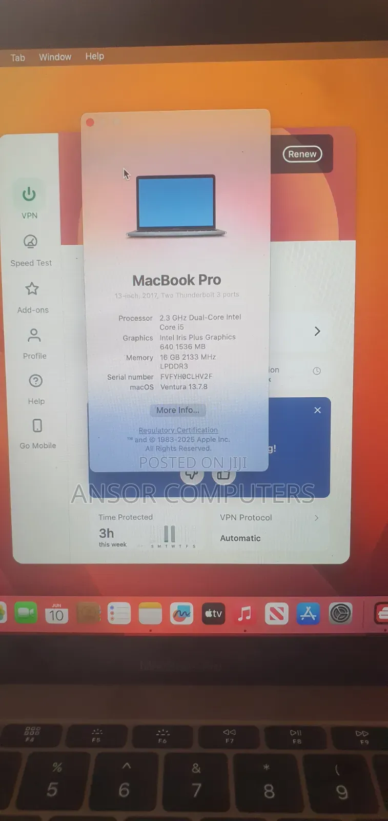 Laptop Apple MacBook Pro 2017 16GB Intel Core i5 SSD 512GB