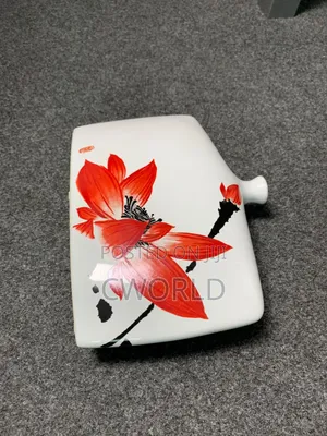 Square Ceramic Vase – Red Lotus