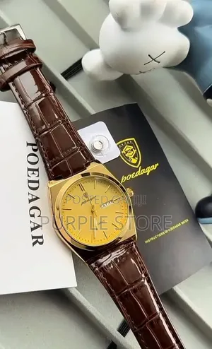 Poedagar Leather Watch Day and Date Display