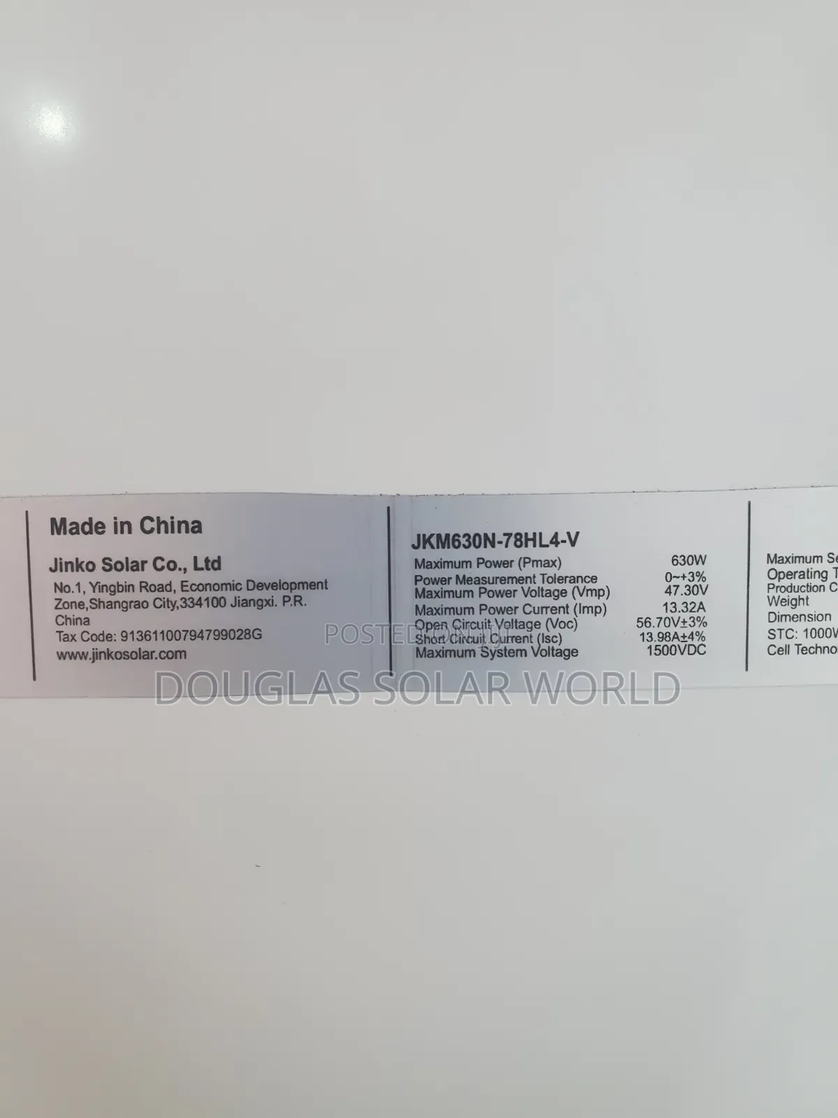 Jinko Solar 630w Half-Cut Mono Solar Panel