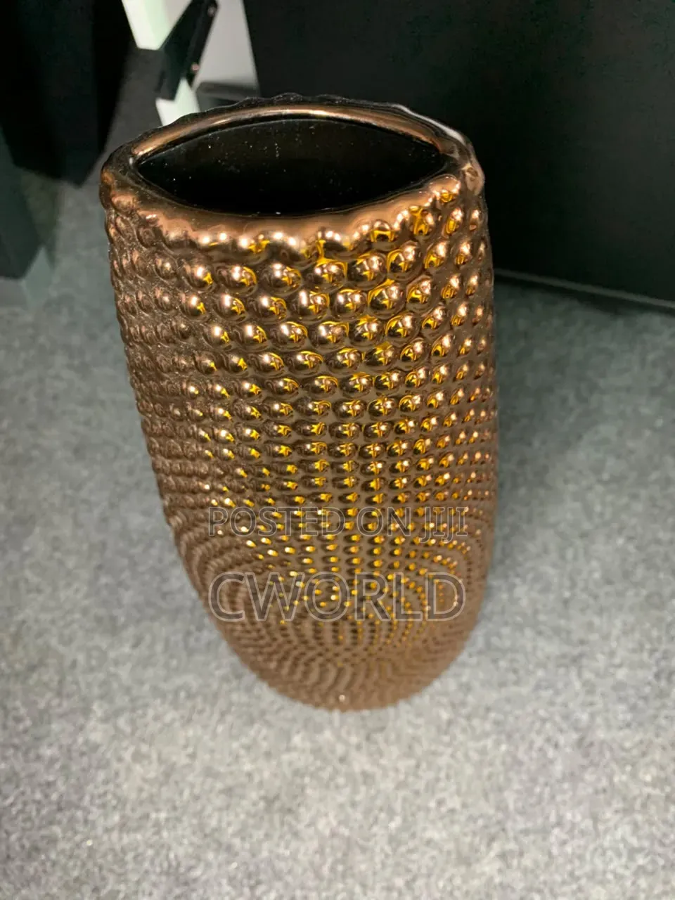 Tall Copper Dimpled Vase – Glossy Statement Piece