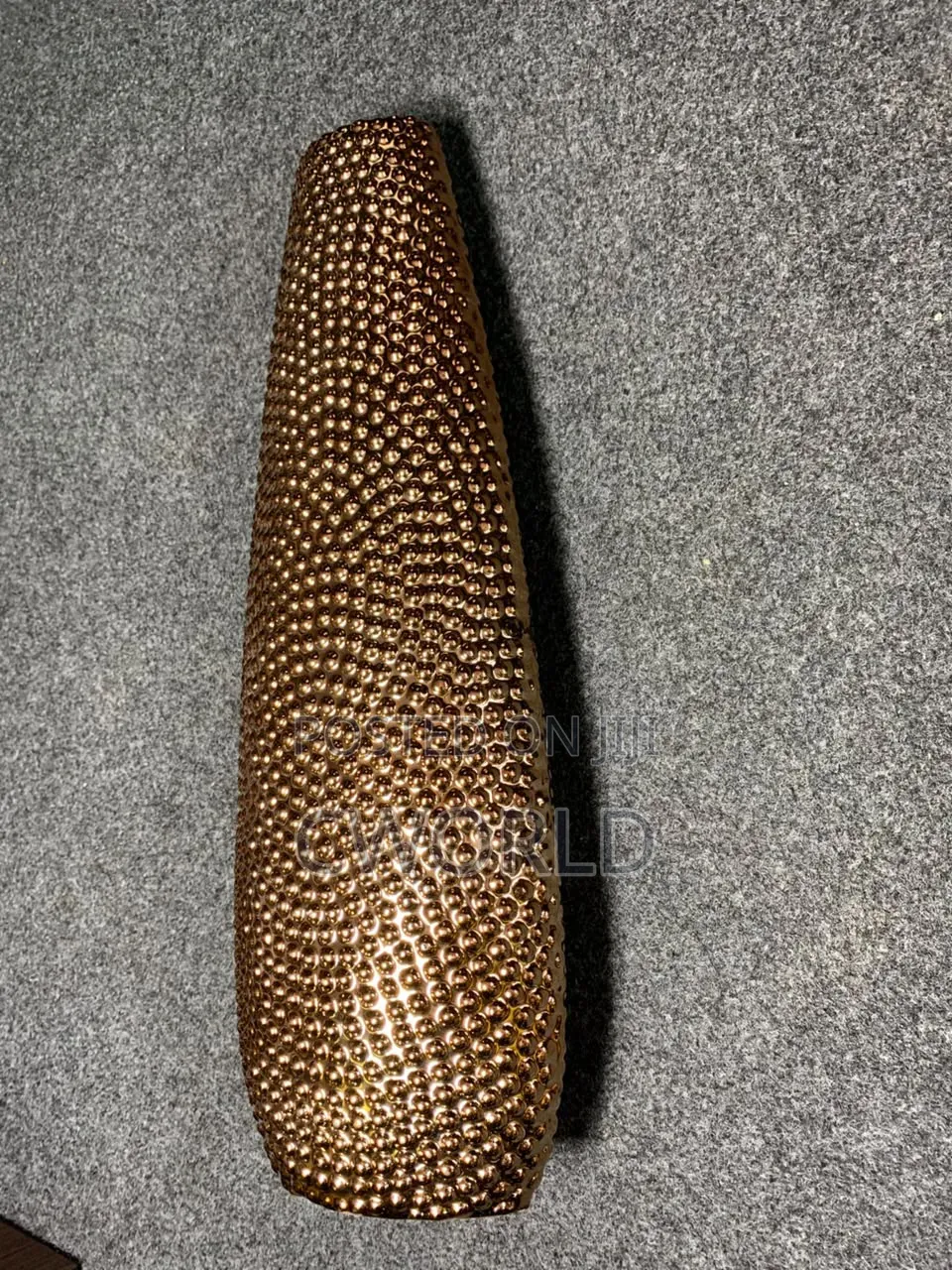 Tall Copper Dimpled Vase – Glossy Statement Piece