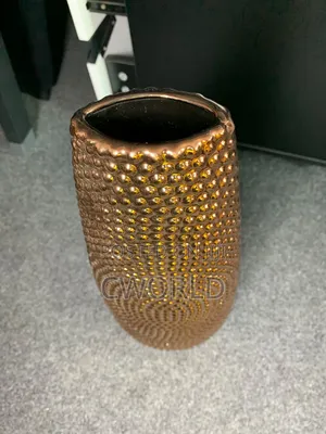 Tall Copper Dimpled Vase – Glossy Statement Piece