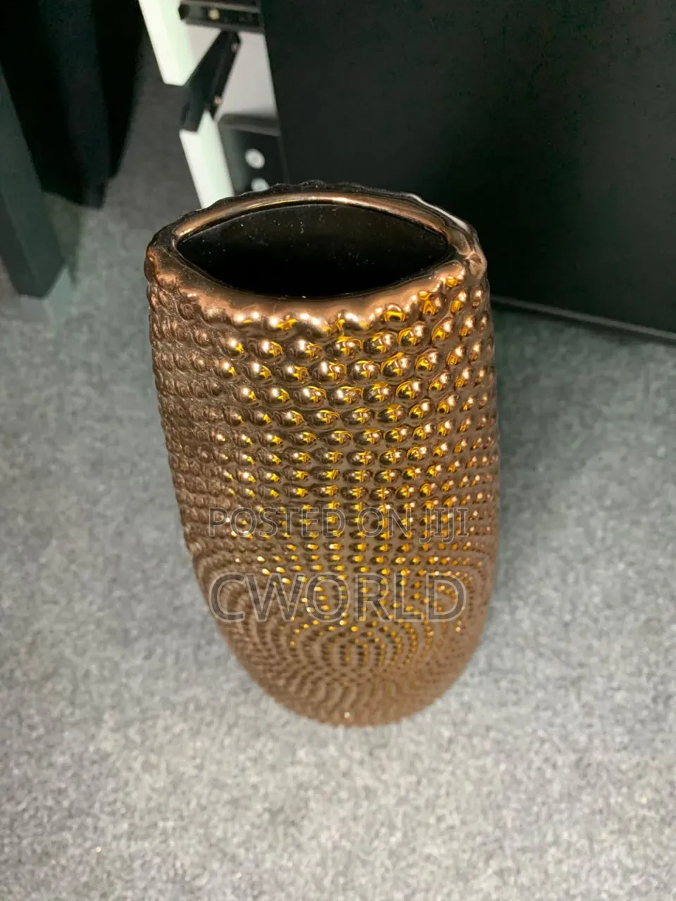 Tall Copper Dimpled Vase – Glossy Statement Piece