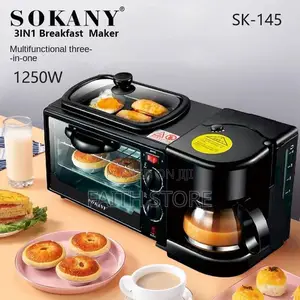 Sokany 3in1 Multifunction 1050watt Breakfast Maker (For Grilling,