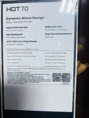 New Infinix Hot 70 128 GB