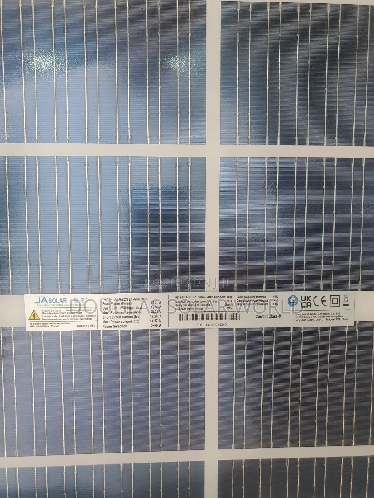 Ja Solar 550w Mono-Bifacial Solar Panel