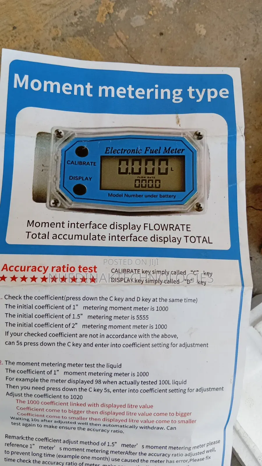 Sales of Digital and Mechanical Flow Meters