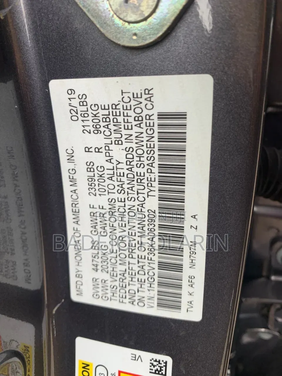 Honda Accord 2019 Gray