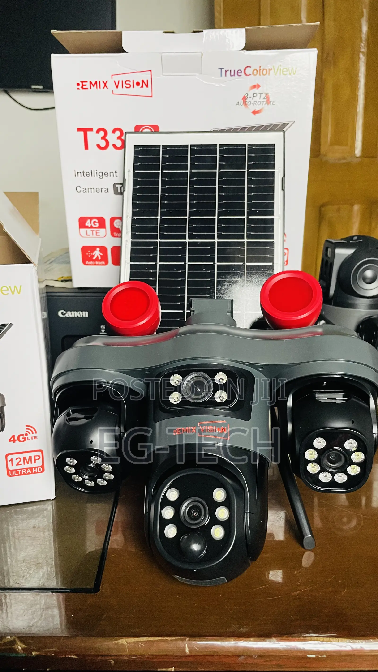 Full Rotation 3 Lens CCTV Camera Solar Powered