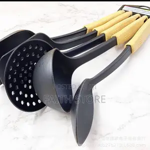 5pcs Nude Handle Non Stick Cooking Spoon Set