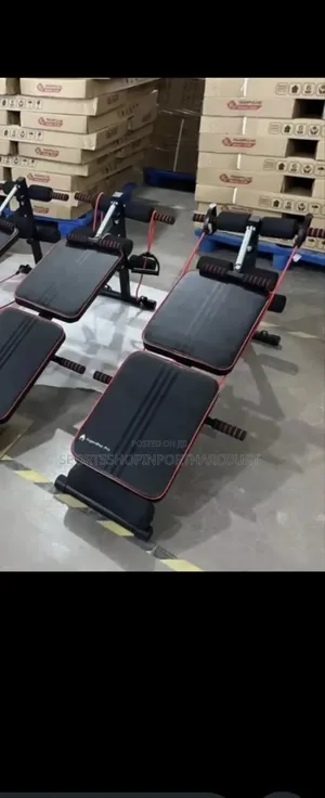 Sit Up Bench With Resistance Bands and Pull Spring