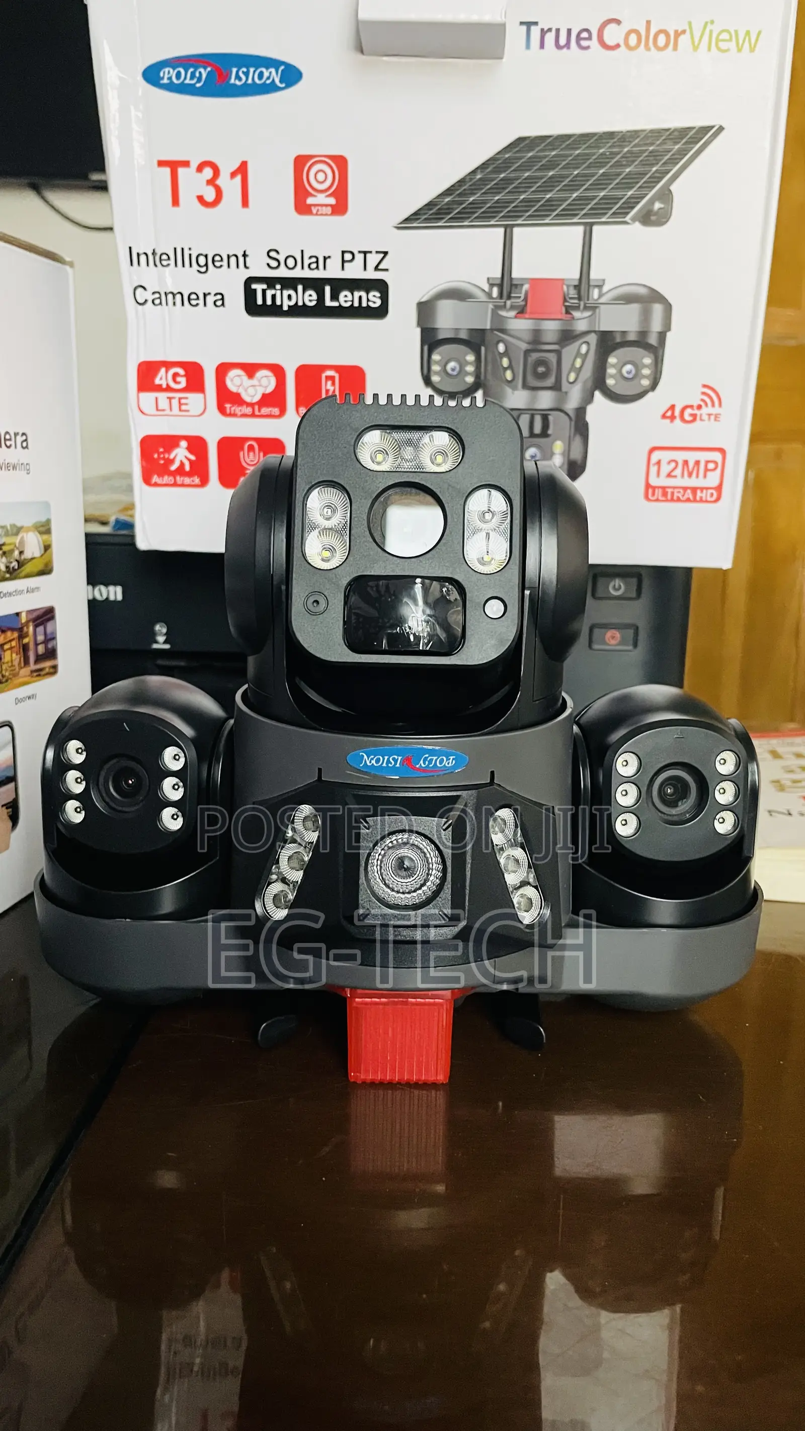 Triple Lens Solar CCTV Camera