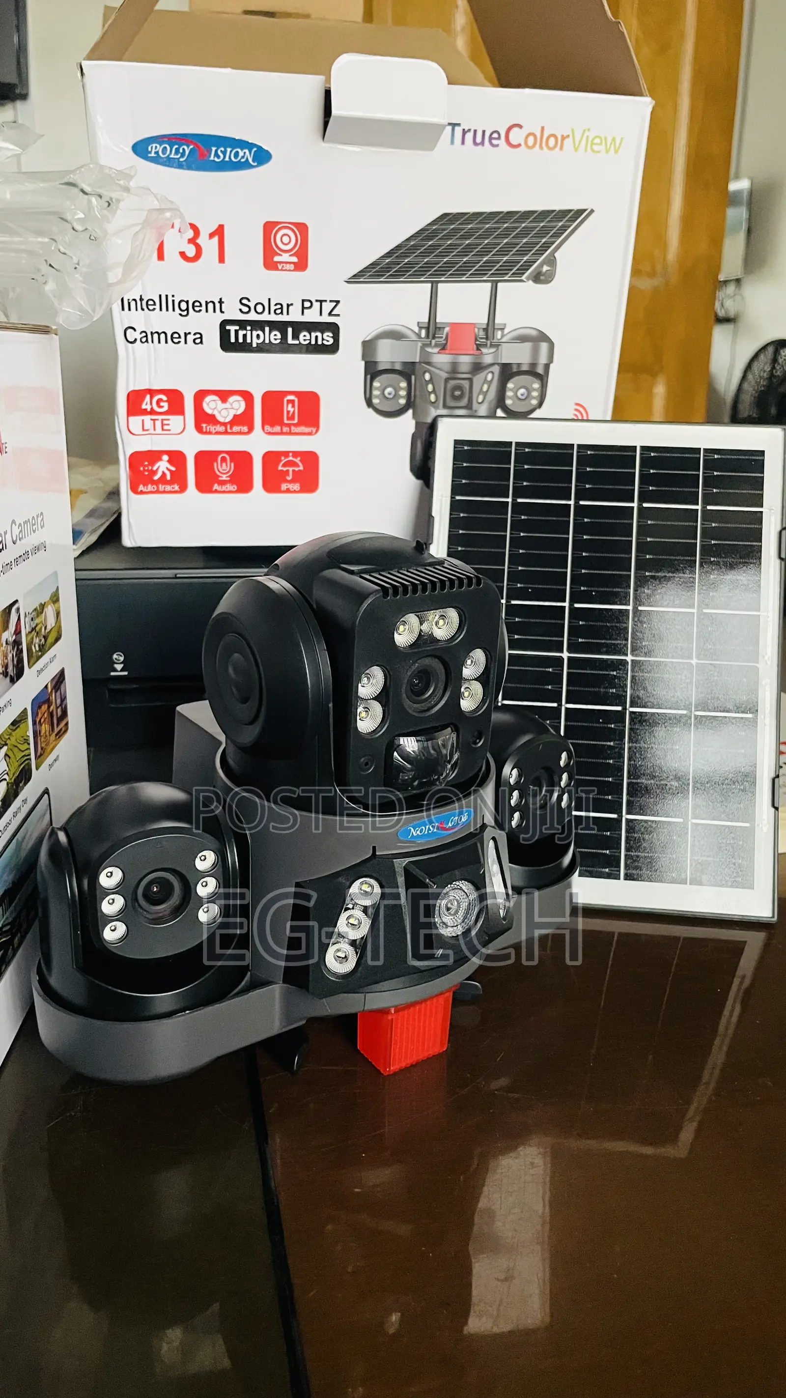 Triple Lens Solar CCTV Camera