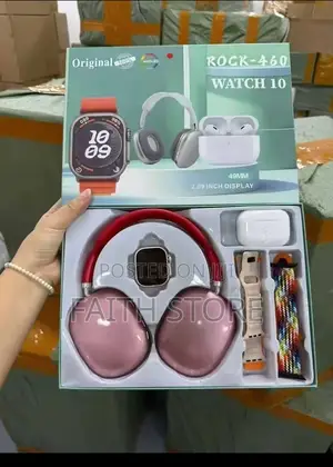 7in1 Rock-460 Bluetooth Calling Smartwatch Dual Earbuds Gift Set