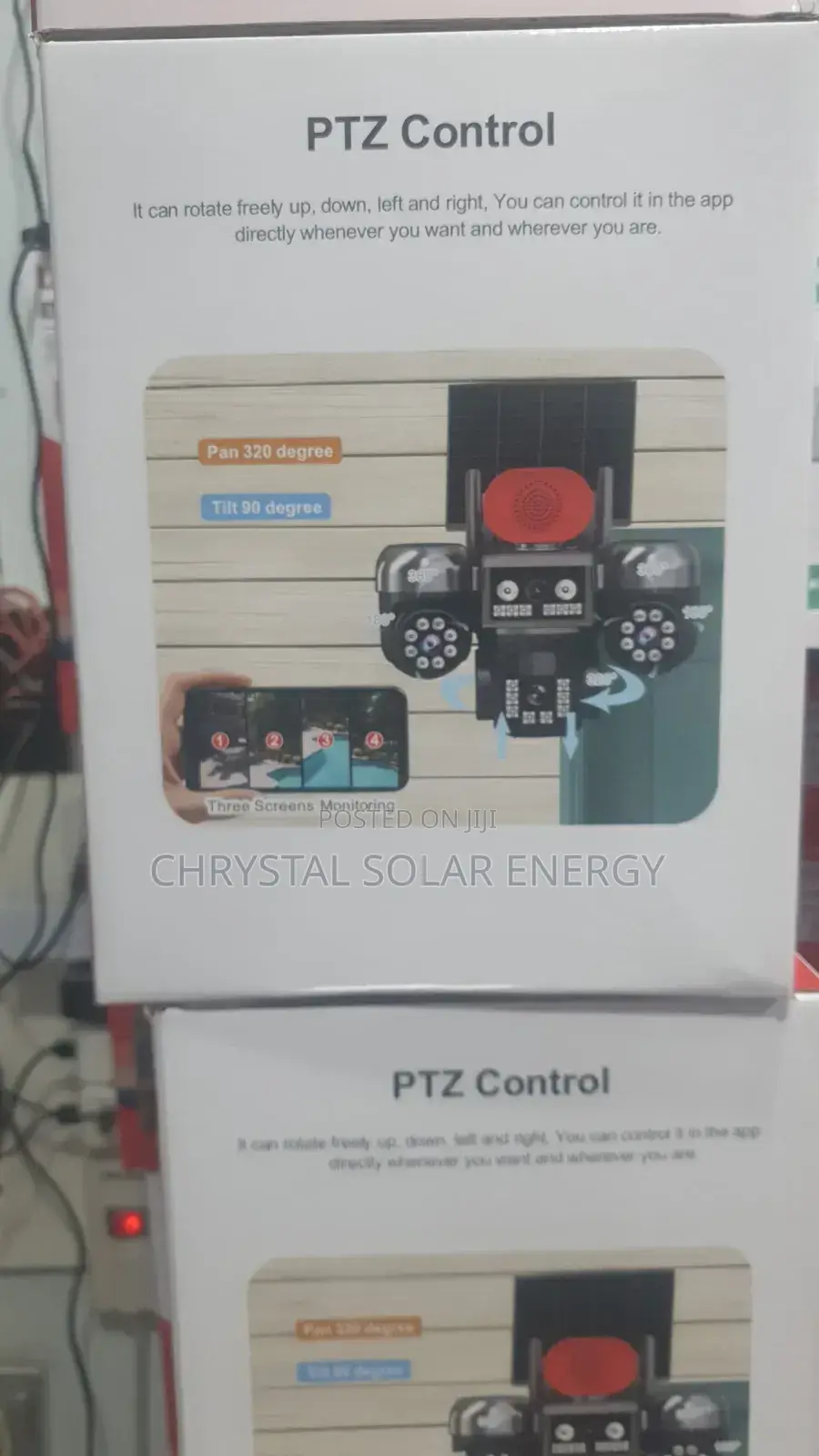 3in1 PTZ Auto/Manual Rotation Solar Camera With 6 Batteries,Mobile App