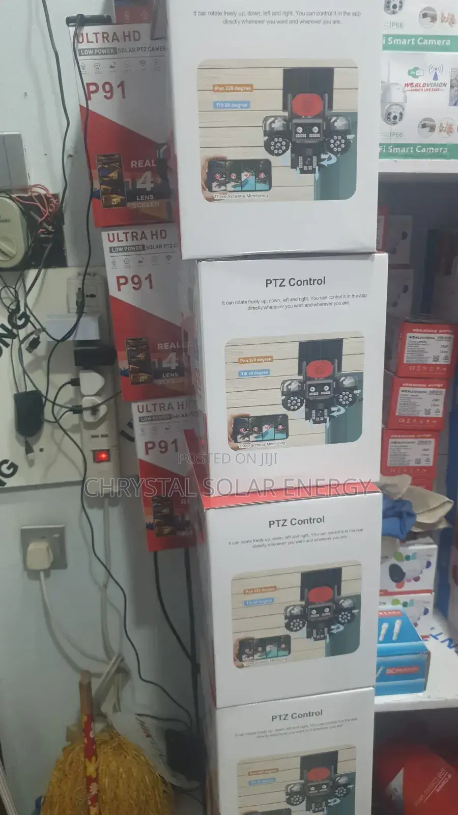 3in1 PTZ Auto/Manual Rotation Solar Camera With 6 Batteries,Mobile App