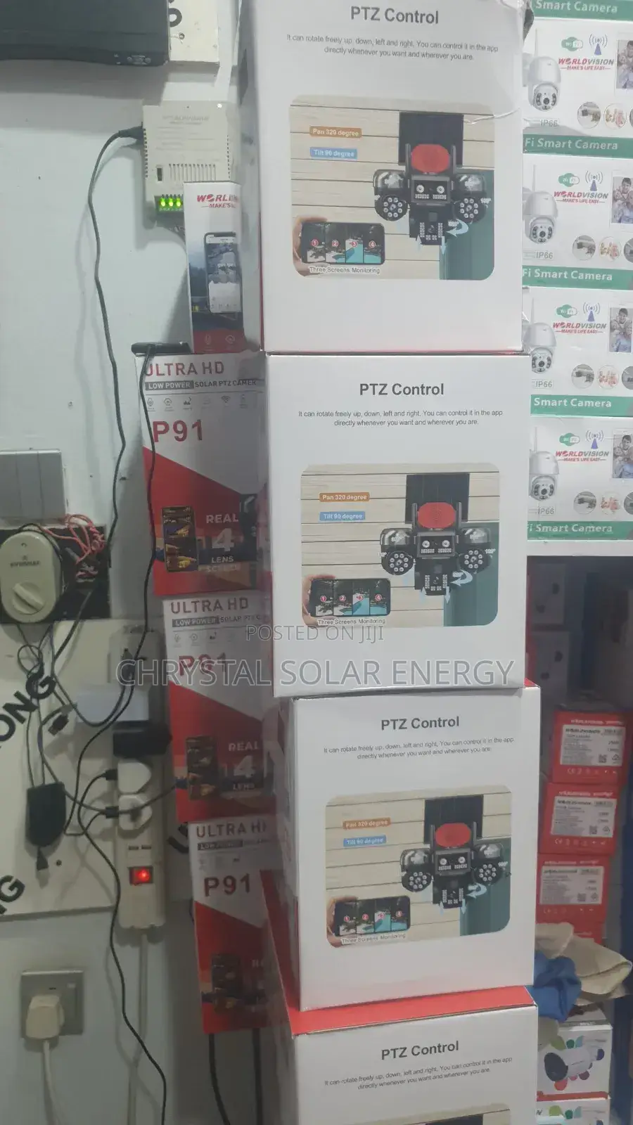 3in1 PTZ Auto/Manual Rotation Solar Camera With 6 Batteries,Mobile App