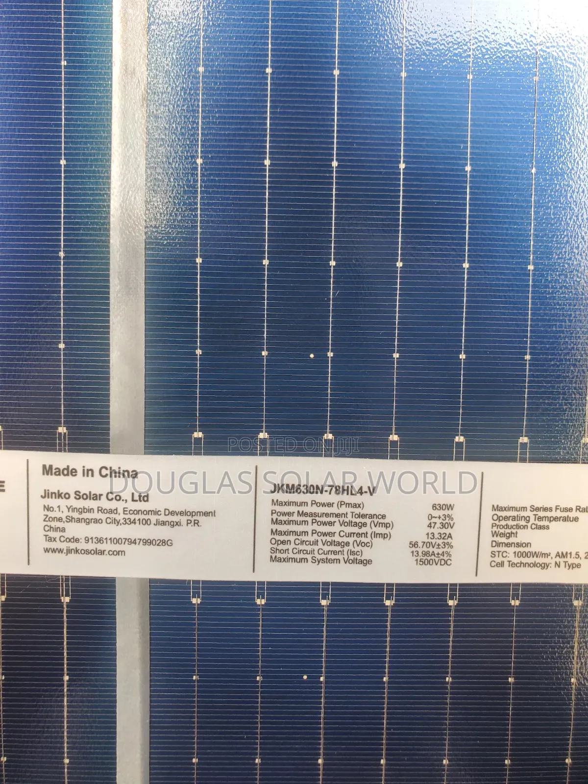 Jinko Solar 630w Mono Bifacial Solar Panel
