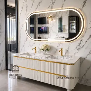 Complete Rocas Bathroom Mirror and Sink Shelve Set