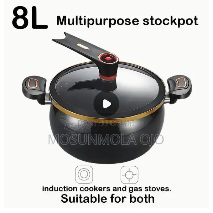 8l Ceramic Non-stick Pressure Pot With Safety Lock Handle