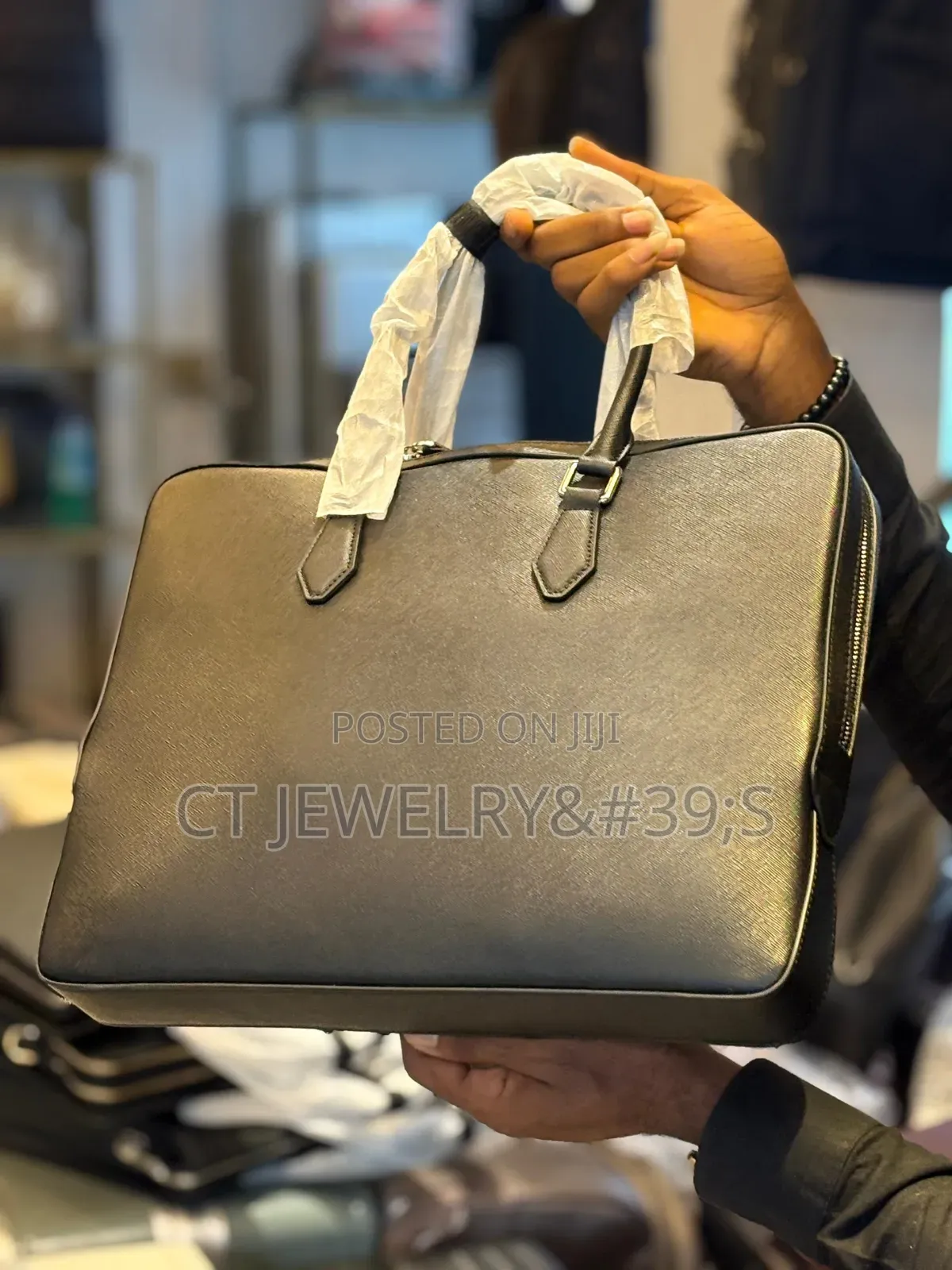 Luxury Genuine Leather Laptop Briefcase Passcode Locking System