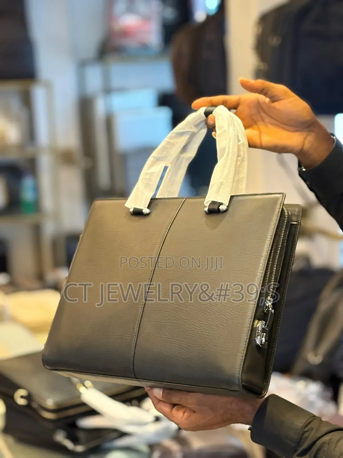 Luxury Genuine Leather Laptop Briefcase Passcode Locking System