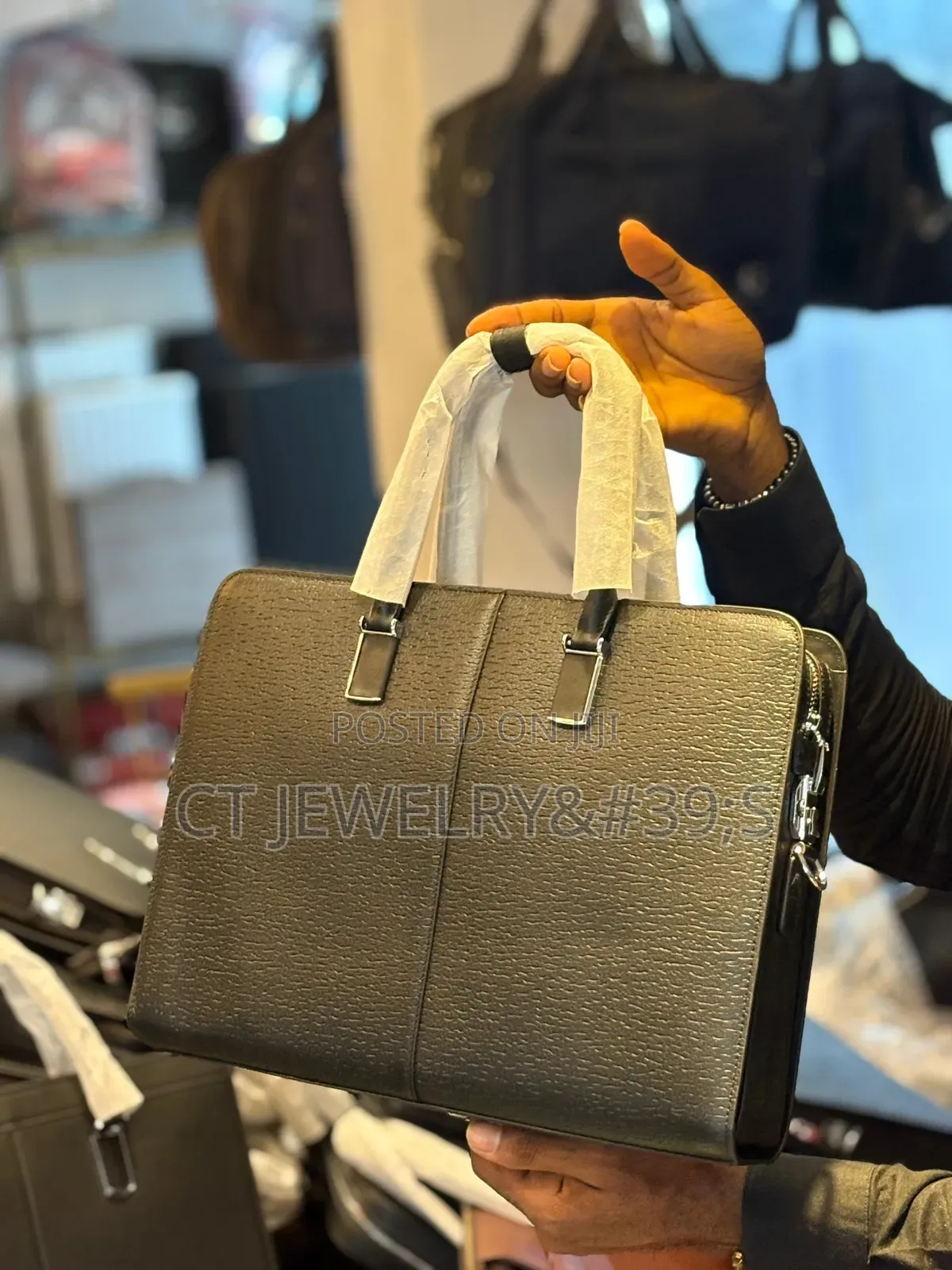 Luxury Genuine Leather Laptop Briefcase Passcode Locking System