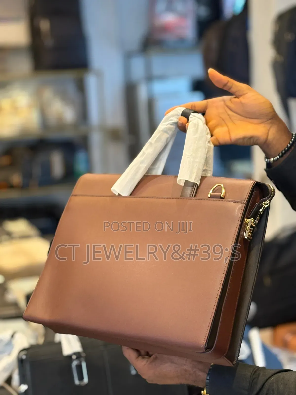 Luxury Genuine Leather Laptop Briefcase Passcode Locking System