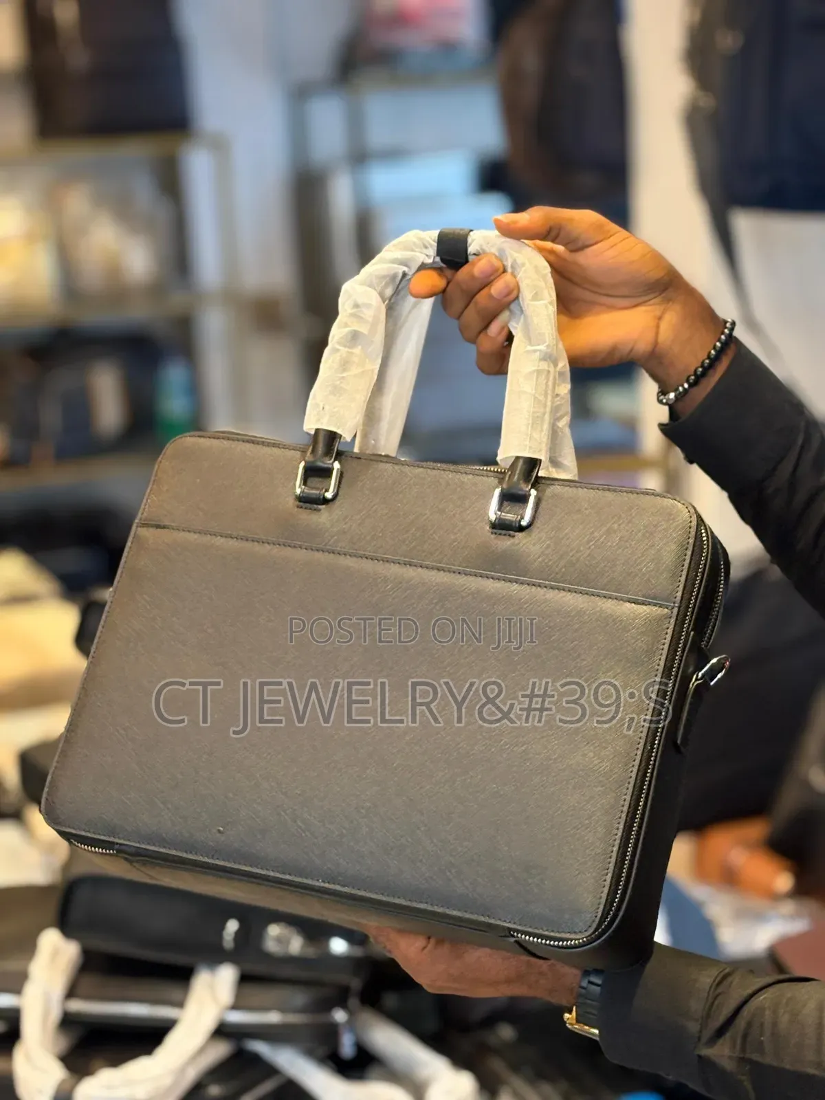 Luxury Genuine Leather Laptop Briefcase Passcode Locking System