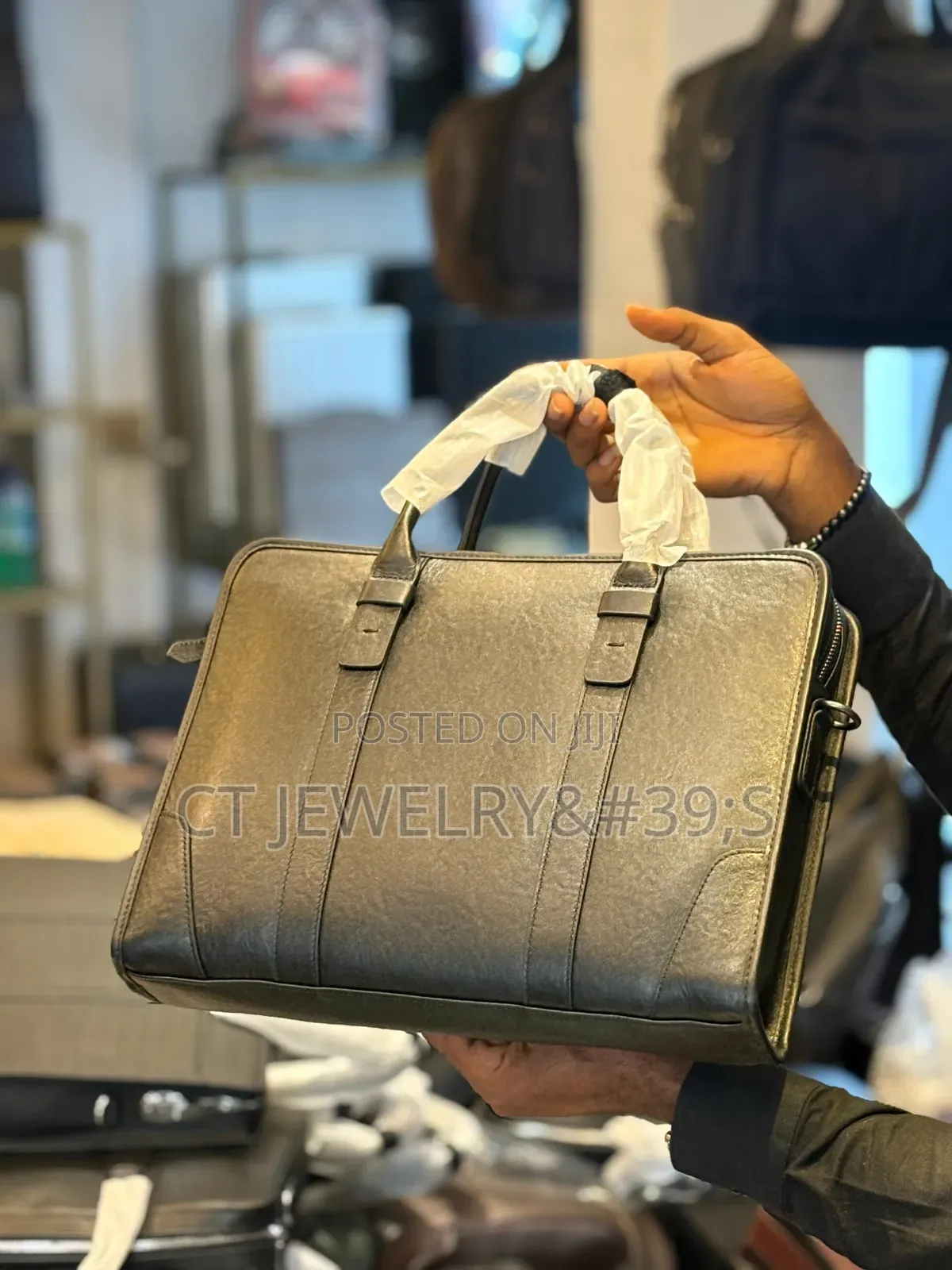 Luxury Genuine Leather Laptop Briefcase Passcode Locking System
