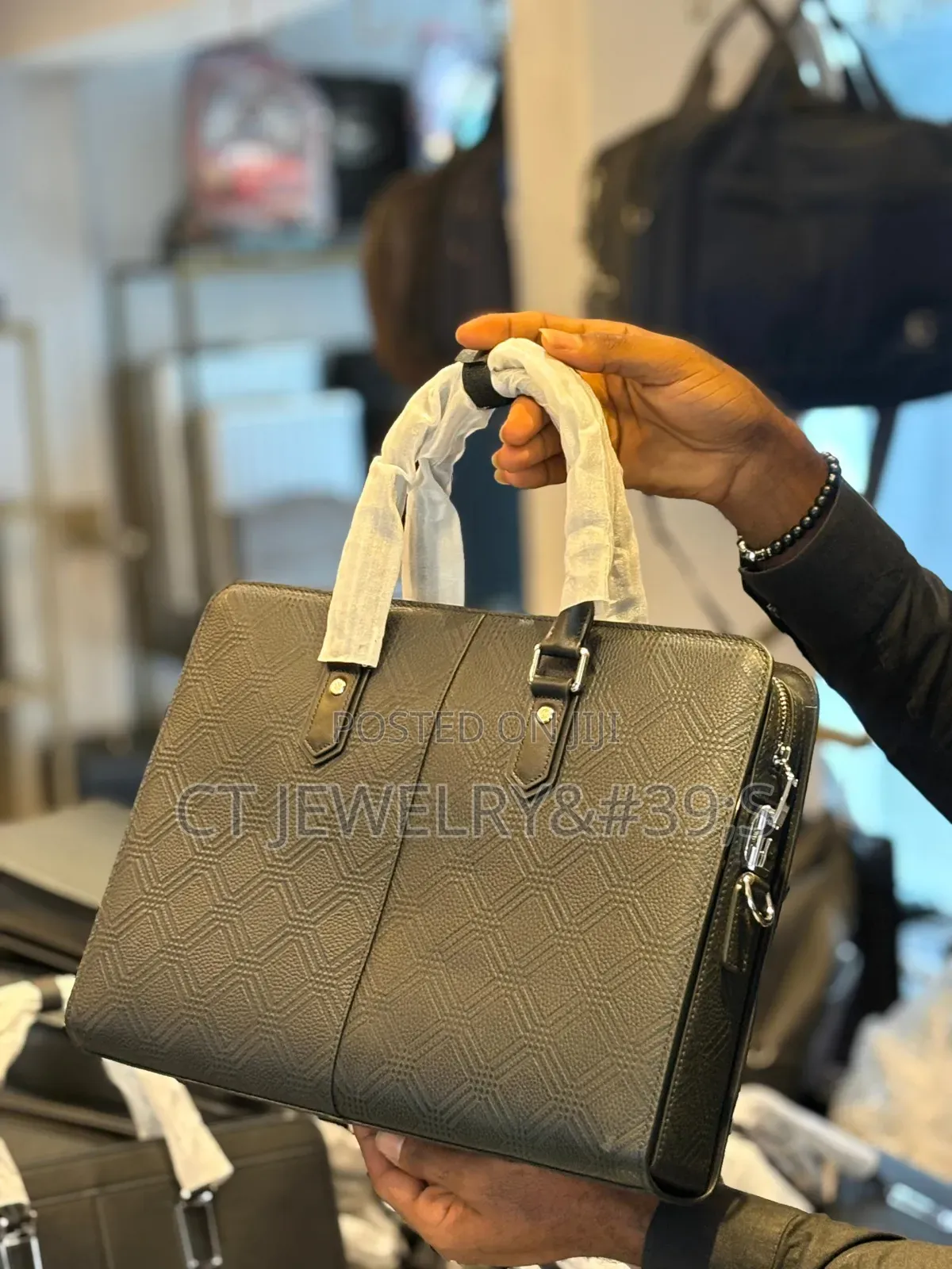 Luxury Genuine Leather Laptop Briefcase Passcode Locking System