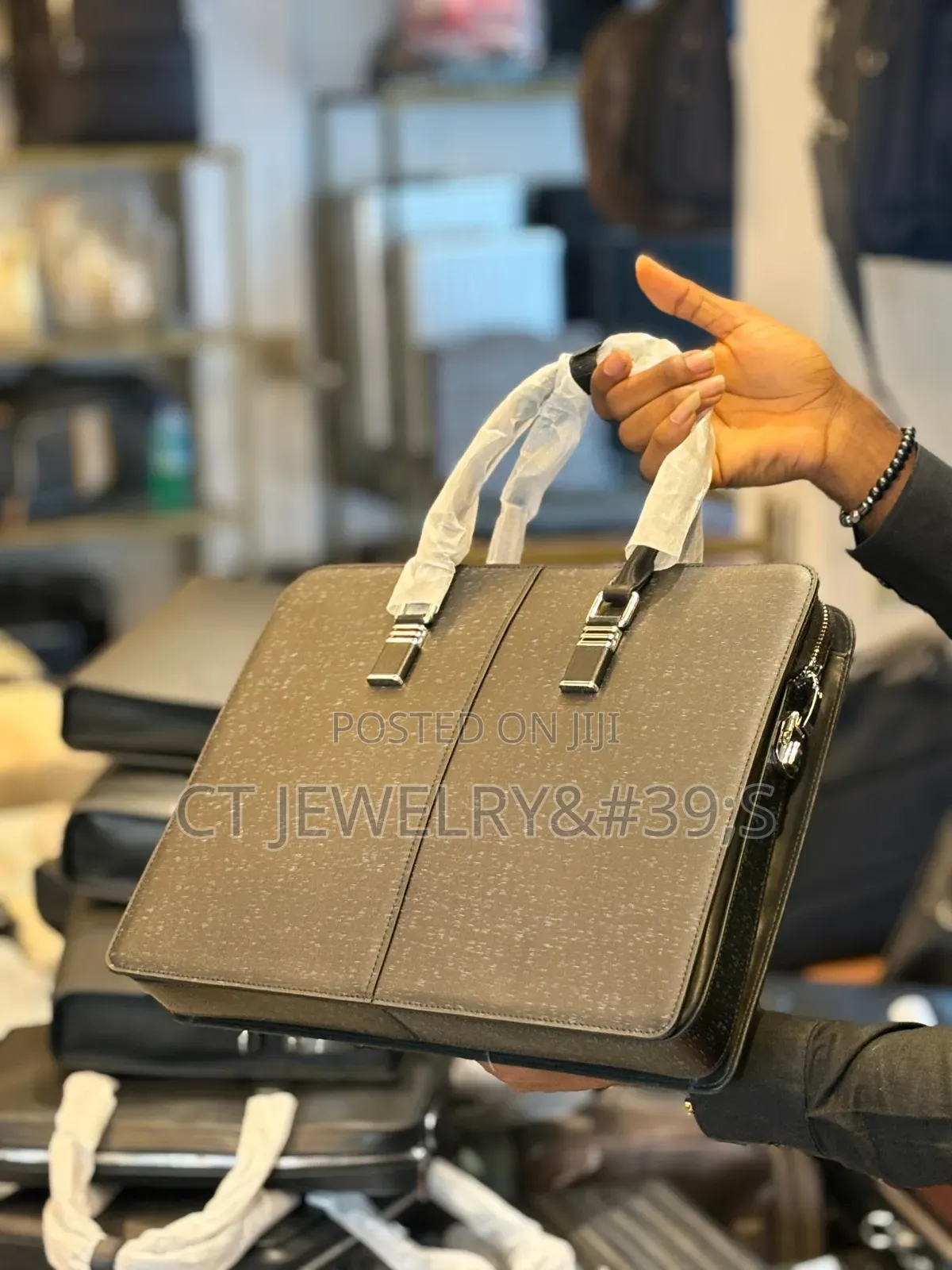 Luxury Genuine Leather Laptop Briefcase Passcode Locking System