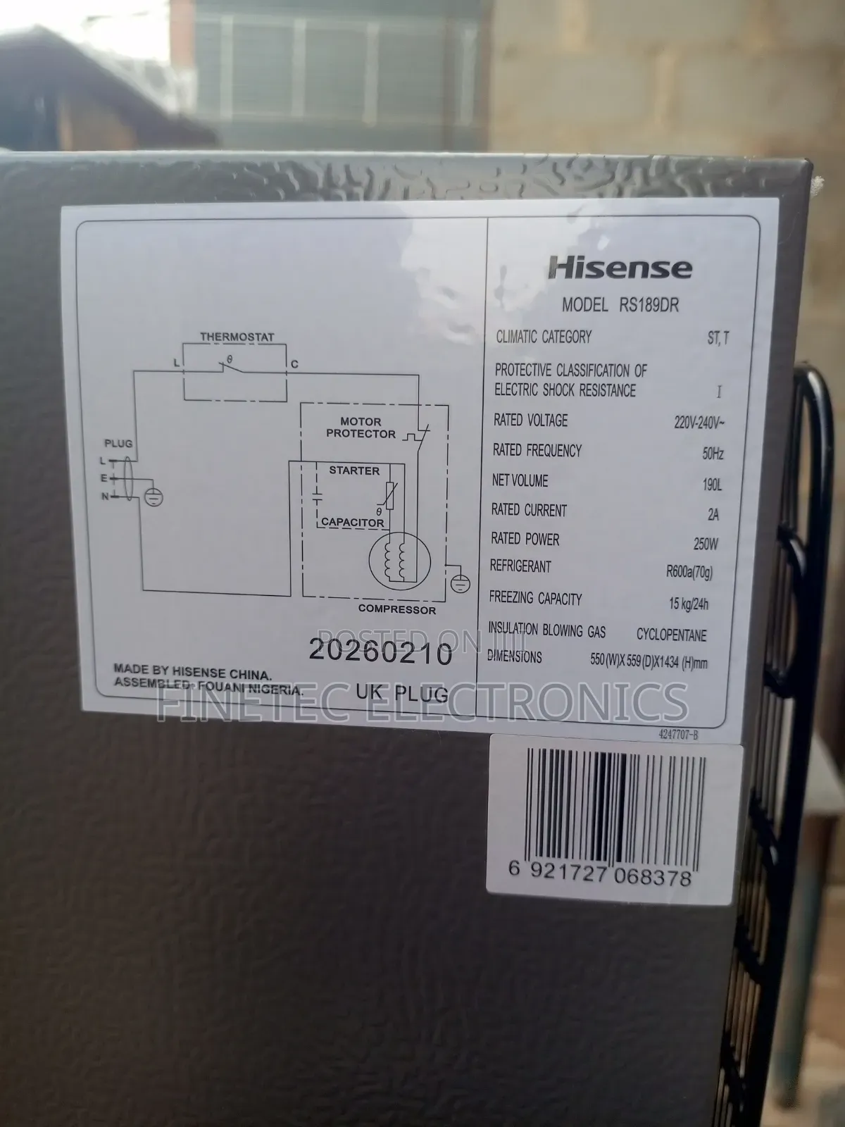 Hisense 190l Standing Freezer